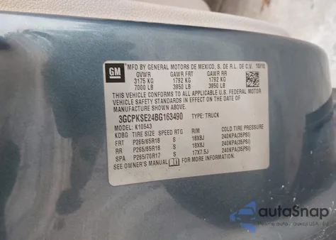 2011 Chevrolet Silverado 1500 Lt z USA, uszkodzony, nr VIN 3GCPKSE24BG163490